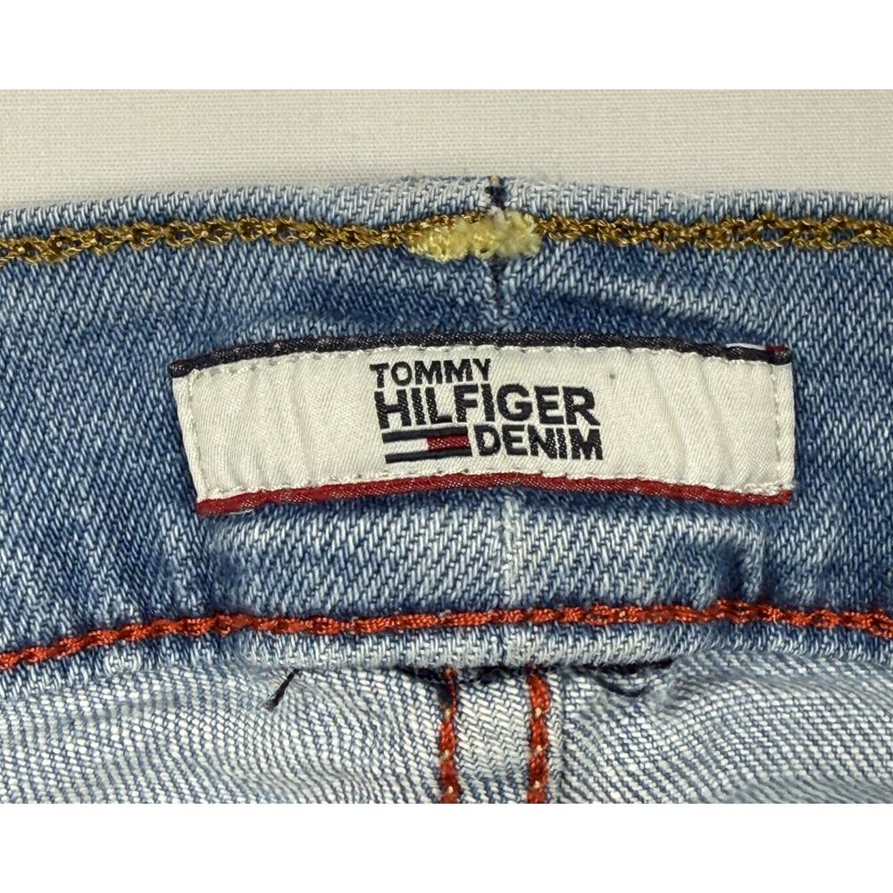 Tommy Hilfiger womens jeans light wash  raw distressed hem high rise Sz 6 - Picture 2 of 16